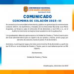 CEREMONIA DE COLACIÓN DICIEMBRE 2023